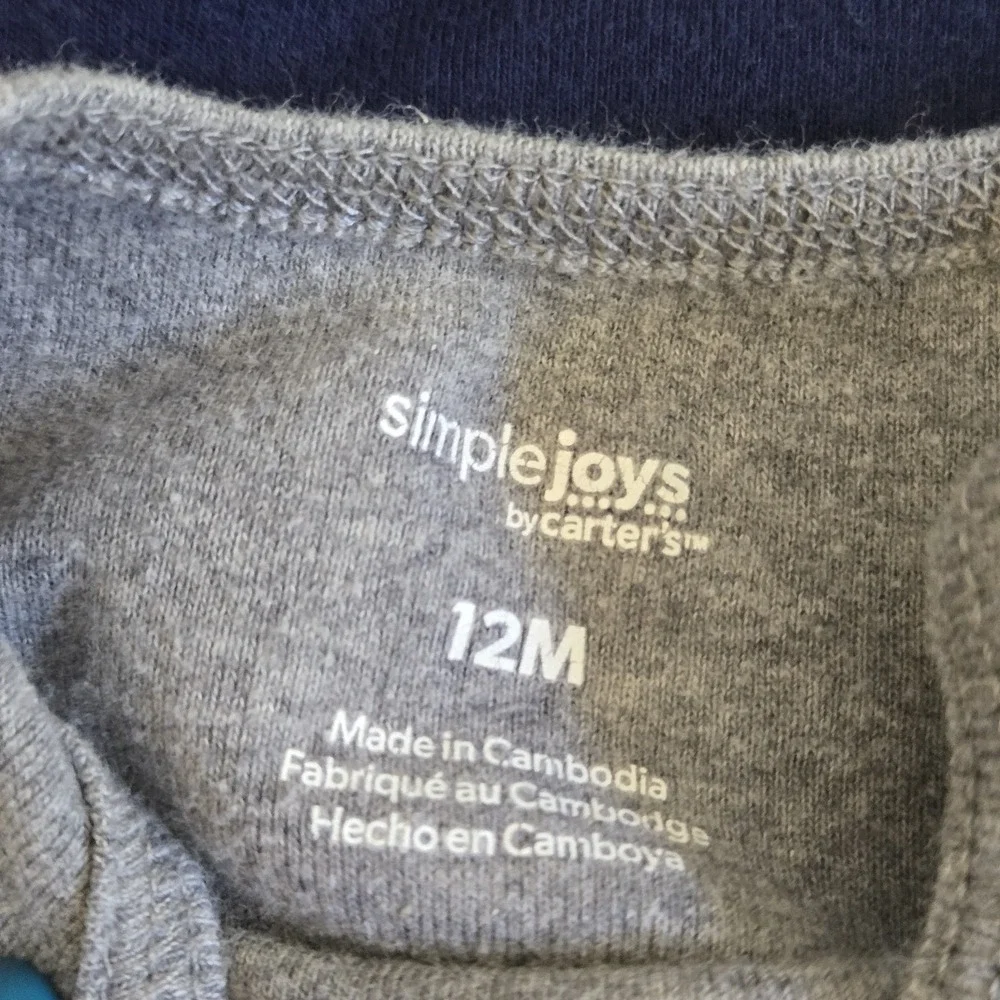Simple Joys by Carter's Infant OneZs Size 12 Months Set of 4 Grey‎ and Blue NWT